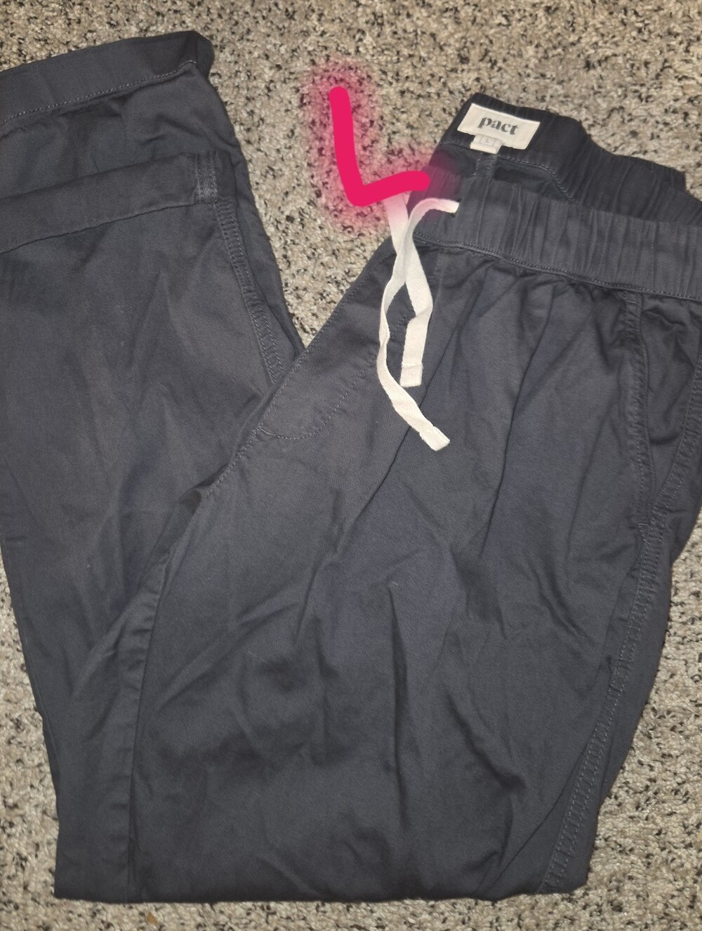 PACT Storm Gray Organic Cotton Pant Women L